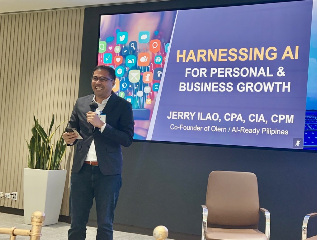 Jerry Ilao presenting Harnessing AI for Personal and Business Growth