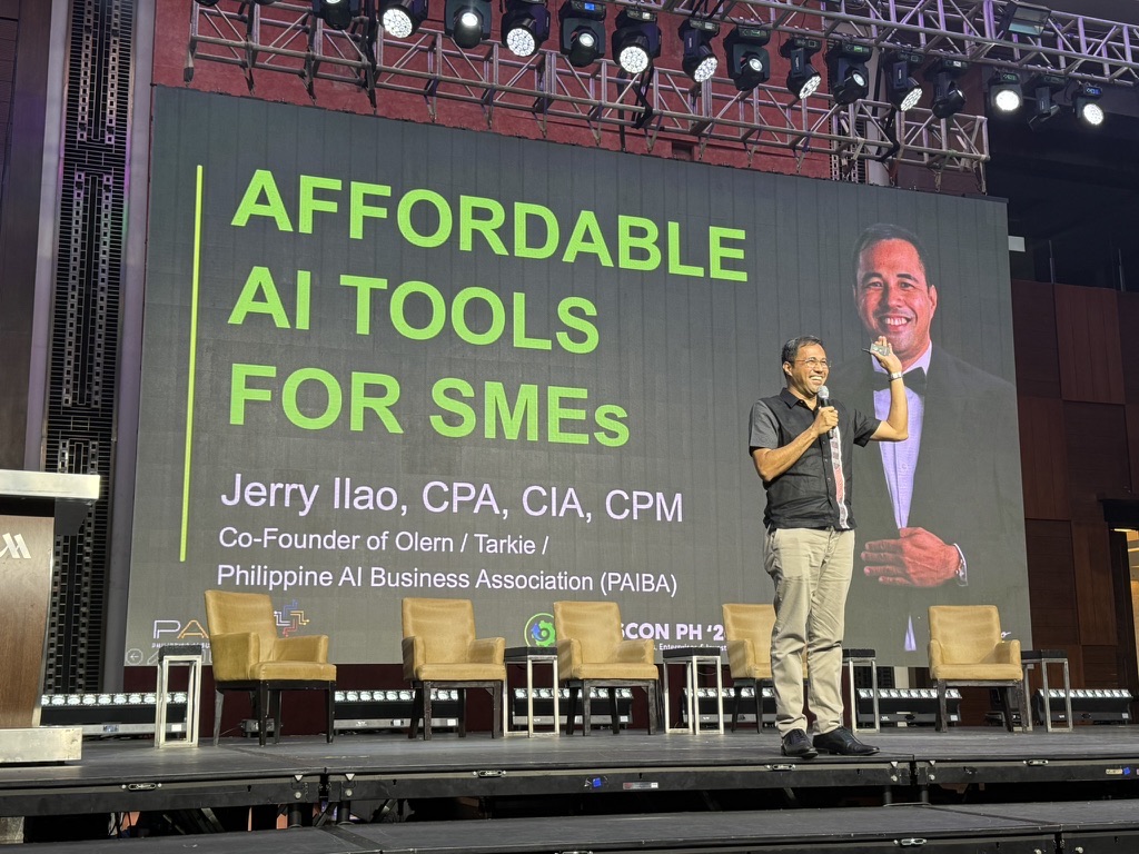 Jerry Ilao on the main stage — Affordable AI Tools for SMEs keynote